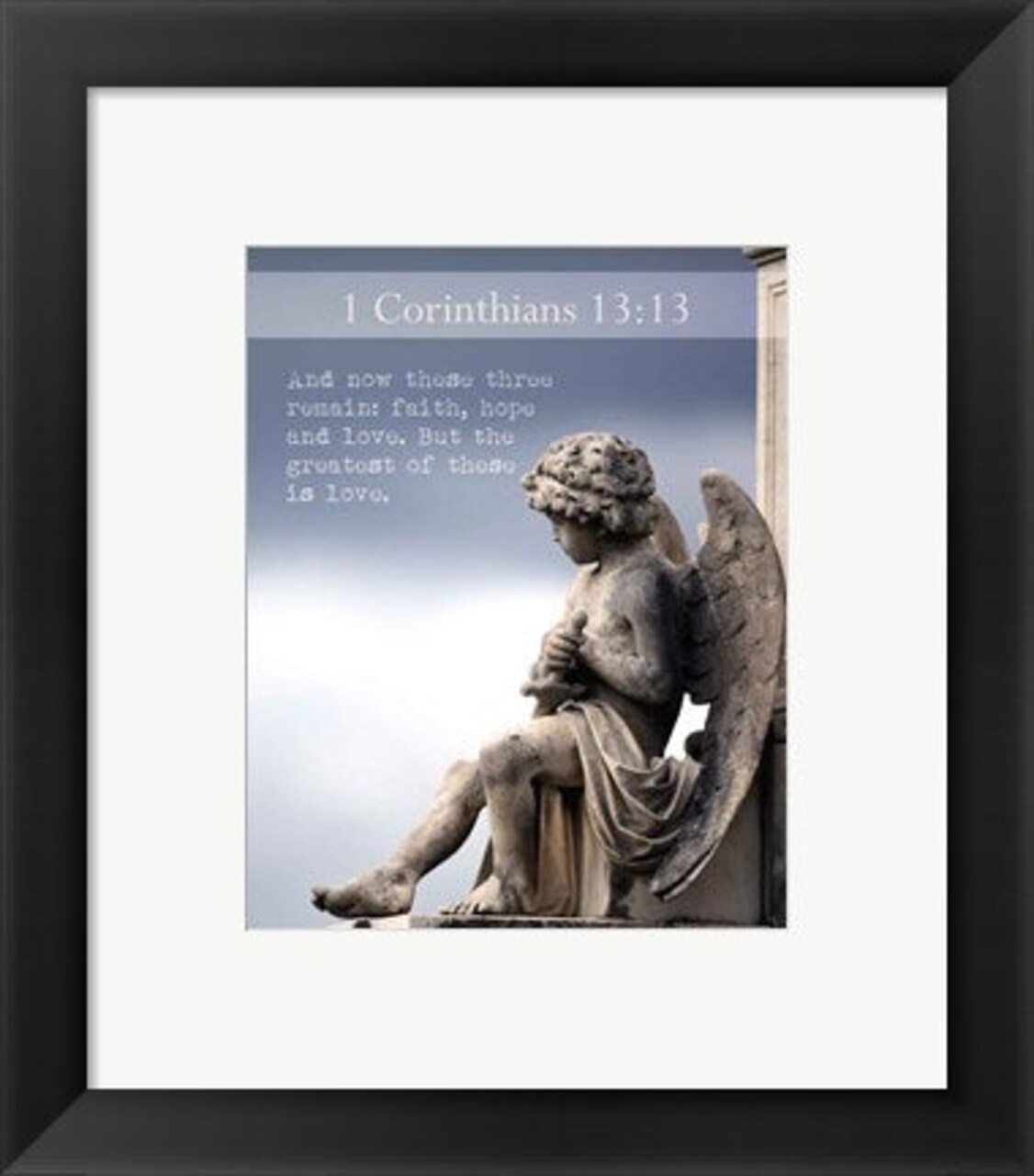 Framed Art 1 Corinthians 13:13 Faith, Hope and Love (Statue) Wall Decor 18x24 Artwork